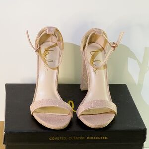 Lulus Blush Pink Glitter Block Heels – Size 5.5